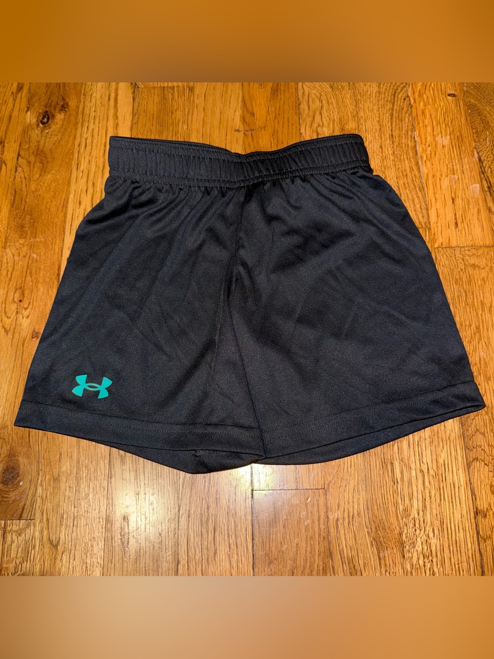 Under Armour Black Athletic Shorts with Teal Logo Accent